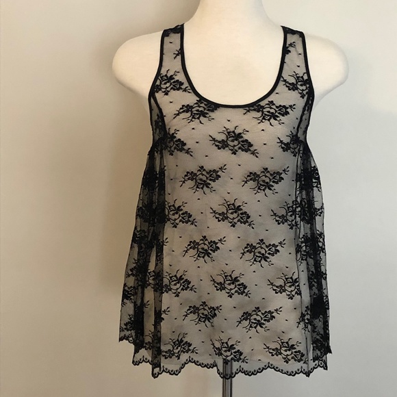 Like-New Black Dotted-Lace Talula/Aritzia Tank Top - Picture 2 of 14